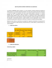 Ejercicio práctico de Matriz multicriterio con subcriterios. Página 1