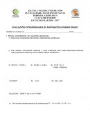 EVALUACIÓN EXTRAORDINARIA DE MATEMATICAS PRIMER GRADO