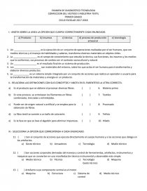 EXAMEN DE DIAGNOSTICO TECNOLOGIA CONFECCION DEL VESTIDO E INDUSTRIA TEXTIL - Exámen - gelyroman EXAMEN DE DIAGNOSTICO TECNOLOGIA CONFECCION DEL VESTIDO E INDUSTRIA TEXTIL - Exámen - gelyroman