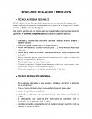 TÉCNICAS DE RELAJACIÓN Y MEDITACIÓN.