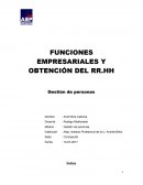 FUNCIONES EMPRESARIALES Y OBTENCIÓN DEL RR.HH