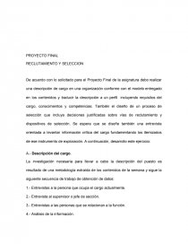 PROYECTO FINAL RECLUTAMIENTO Y SELECCION. Página 1