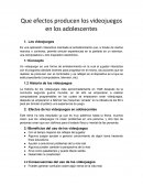 Que efectos producen los videojuegos en los adolescentes