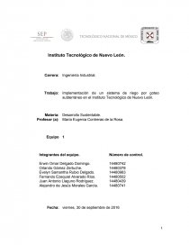 Implementación de un sistema de riego por goteo subterráneo en el Instituto Tecnológico de Nuevo León. Página 1