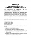 UNIDAD 1 INTRODUCCIÓN A LA ADMINISTRACIÓN DE COMPRAS