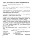 DESARROLLO INICIO DE PREPARACION Y PRESENTACION DE EMPRESA EN ESTUDIO CORPORACION NACIONAL DEL COBRE DE CHILE