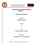 Cuestionario sobre humedad y cenizas. Análisis industrial