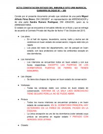 Acta de entrega y recepción del inmueble arrendado. Página 1