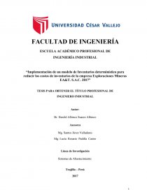 Implementación de un modelo de Inventarios determinístico para reducir los costos de inventarios de la empresa Exploraciones Mineras EA&T. S.A.C. 2017. Página 1