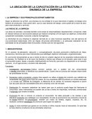 LA UBICACIÓN DE LA CAPACITACIÓN EN LA ESTRUCTURA Y DINÁMICA DE LA EMPRESA.