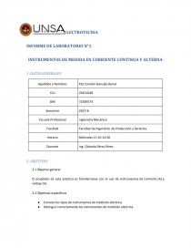 LABORATORIO DE ELECTROTECNIA INFORME DE LABORATORIO. Página 1