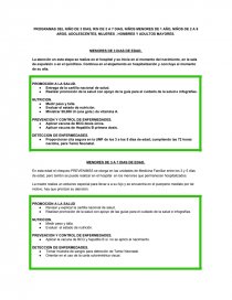 PROGRAMAS DEL NIÑO DE 3 DIAS, R/N DE 3 A 7 DIAS, NIÑOS MENORES DE 1 AÑO, NIÑOS DE 2 A 9 AÑOS, ADOLESCENTES, MUJERES , HOMBRES Y ADULTOS MAYORES.. Página 1