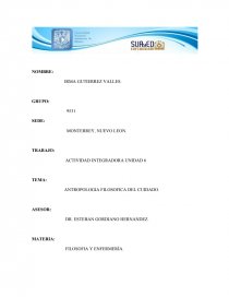 ANTROPOLOGIA FILOSOFICA DEL CUIDADO. Página 1