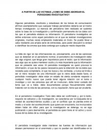 A partir de las victimas ¿como se debe abordar el periodismo investigativo?. Página 1