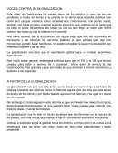 VOCES CONTRA LA GLOBALIZACION: GLOBALIZACION