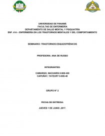 ENF. 414 – ENFERMERÍA EN LOS TRASTORNOS MENTALES Y DEL COMPORTAMIENTO. TRASTORNOS ESQUIZOFRÉNICOS. Página 1