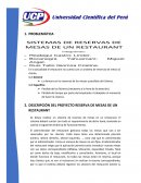 DESCRIPCIÓN DEL PROYECTO RESERVA DE MESAS DE UN RESTAURANT