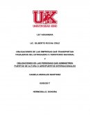 OBLIGACIONES DE LAS EMPRESAS QUE TRANSPORTAN PASAJEROS DEL EXTRANJERO A TERRITORIO NACIONAL