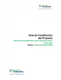 Manual de procedimientos para la operación de Bar Coyote Rojo. Página 1