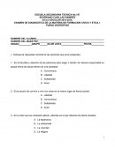 EXAMEN DE DIAGNOSTICO DE LA MATERIA DE FORMACION CIVICA Y ETICA I.