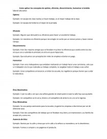 Como aplicar los conceptos de optimo, eficiente, discernimiento, humanizar el ámbito laboral educativo. Página 1