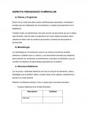 ASPECTO PEDAGOGICO CURRICULAR