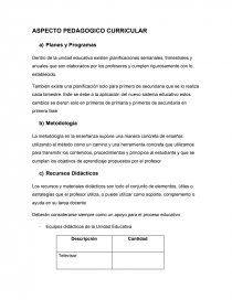 ASPECTO PEDAGOGICO CURRICULAR. Página 1