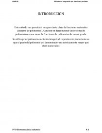 “Integración por el método de fracciones parciales”. Página 1