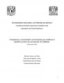 Temperatura y concentración como factores que modifican el equilibrio químico de una reacción de metátesis.