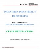 RELATO PERSONAL ETICA Y RESPONSABILIDAD SOCIAL