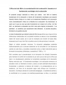 Crítica de Iván Illich a la escolarización de la educación basada en el fundamento sociológico de la educación