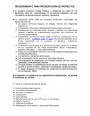 REQUERIMIENTO PARA PRESENTACIÓN DE PROYECTOS