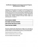 Certificado de Registro del Consejo Comunal Progreso Revolucionario el Mamon