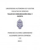 TALLER DE COMUNICACIÓN ORAL Y ESCRITA. ACTIVIDAD DE APRENDIZAJE NÚMERO 1