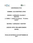 SESIÓN 1. LIDERAZGO, CALIDAD Y GESTIÓN