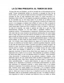 LA ÚLTIMA PREGUNTA: EL TEMOR DE DIOS