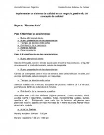 Implementar un sistema de calidad en un negocio, partiendo del concepto de calidad. Página 1