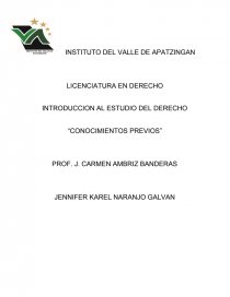INTRODUCCION AL ESTUDIO DEL DERECHO “CONOCIMIENTOS PREVIOS”. Página 1