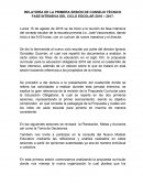 RELATORÍA DE LA PRIMERA SESIÒN DE CONSEJO TÉCNICO FASE INTENSIVA DEL CICLO ESCOLAR 2016 – 2017.