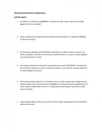 EJERCICIOS MATEMÁTICAS FINANCIERAS. INTERÉS SIMPLE. Página 1