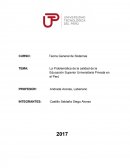 La Problemática de la calidad de la Educación Superior Universitaria Privada en el Perú
