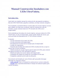 Manual Construcción Insoladora con LEDs UltraVioleta.. Página 1