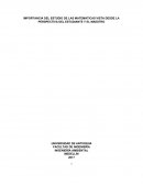 IMPORTANCIA DEL ESTUDIO DE LAS MATEMÁTICAS VISTA DESDE LA PERSPECTIVA DEL ESTUDIANTE Y EL MAESTRO