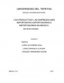 LOS PRODUCTOSY LAS EMPRESAS MÁS IMPORTANTES EXPORTADORAS E IMPORTADORAS EN MEXICO
