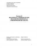RELACIÓN DE LA DENSIDAD DE UNA SOLUCION EN FUNCION DE LA CONCENTRACIÓN DEL SOLUTO