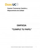 Examen Transversal, Gestión y Mejoramiento de Calidad
