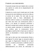 El aborto: una mala decisión.