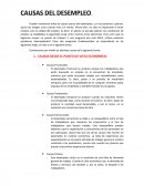 Causas del desempleo. CAUSAS DESDE EL PUNTO DE VISTA ECONÓMICO