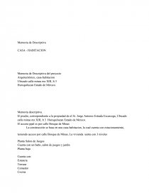 CASA - HABITACION Memoria de Descriptiva del proyecto Arquitectónico, casa-habitacion. Página 1
