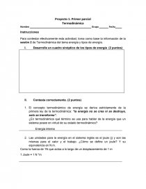 Proyecto 1. Primer parcial Termodinámica. Página 1